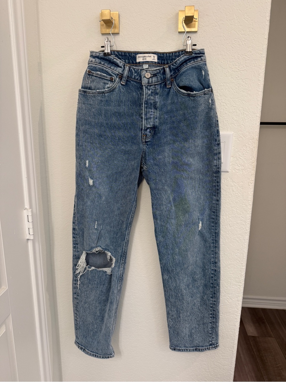 Abercrombie & Fitch Distressed Boyfriend Jeans - Medium Blue